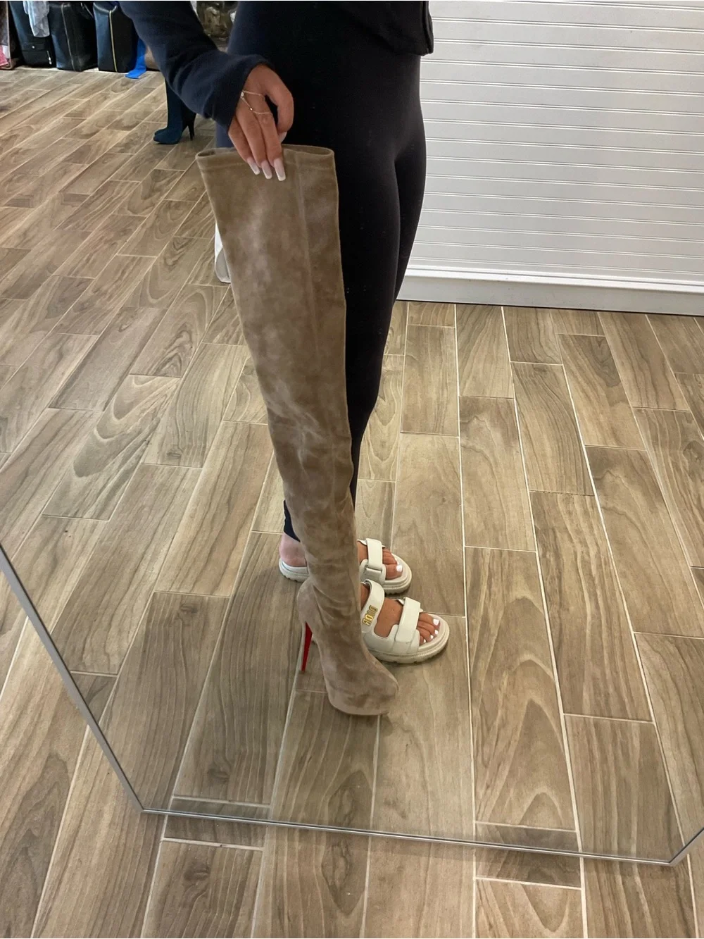 Christian Louboutin tan suede